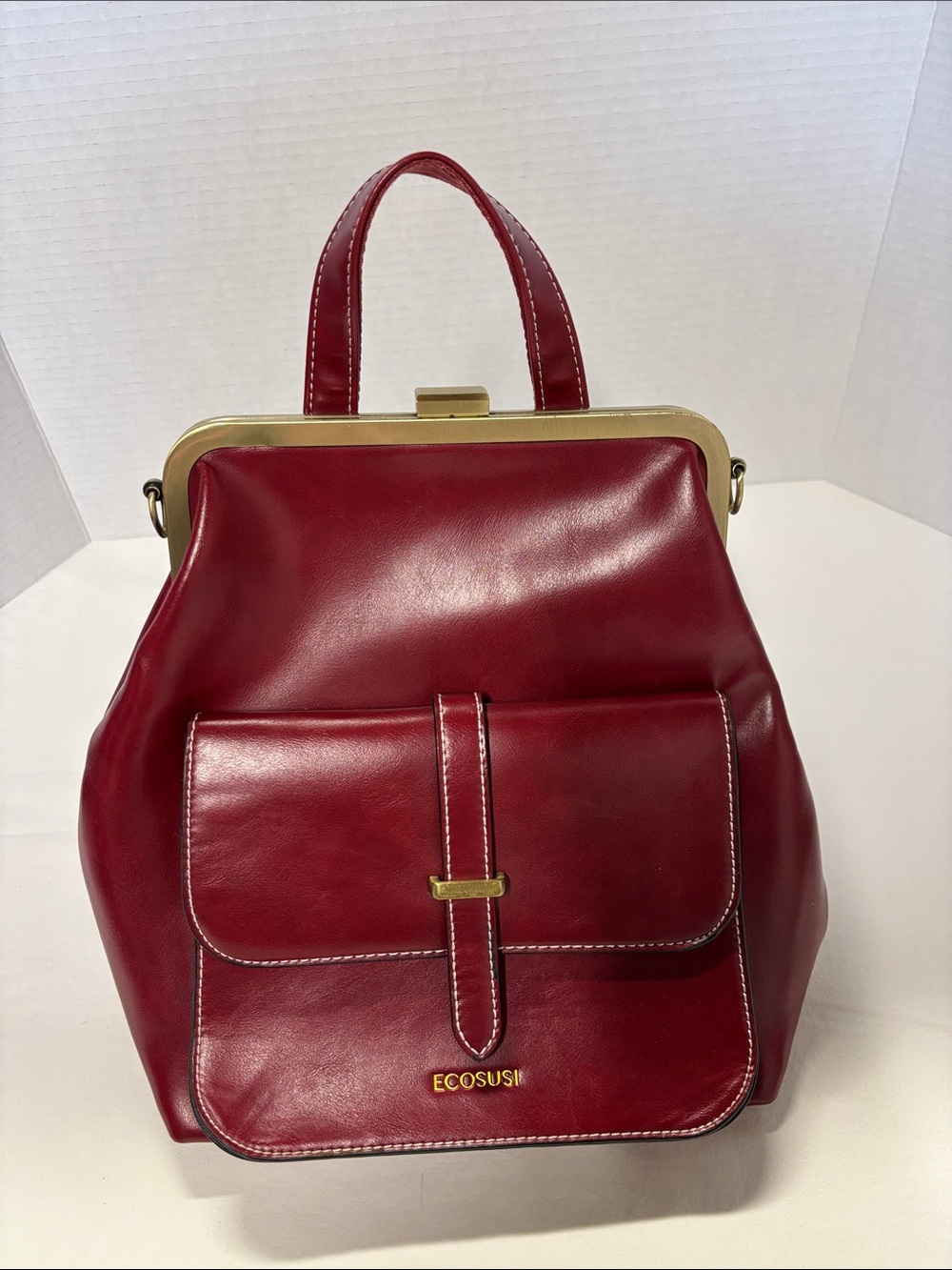 Ecosusi Structured Red Satchel with Top Handle